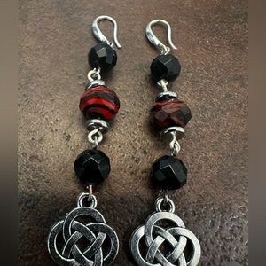 Intricate Silver and Black Knot Earrings